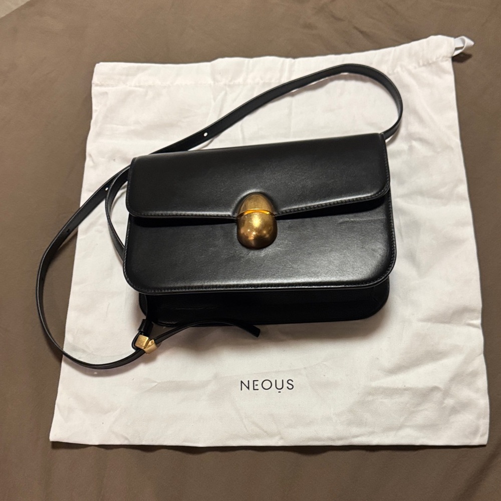 NEOUS Phoenix Black Leather Crossbody Bag
